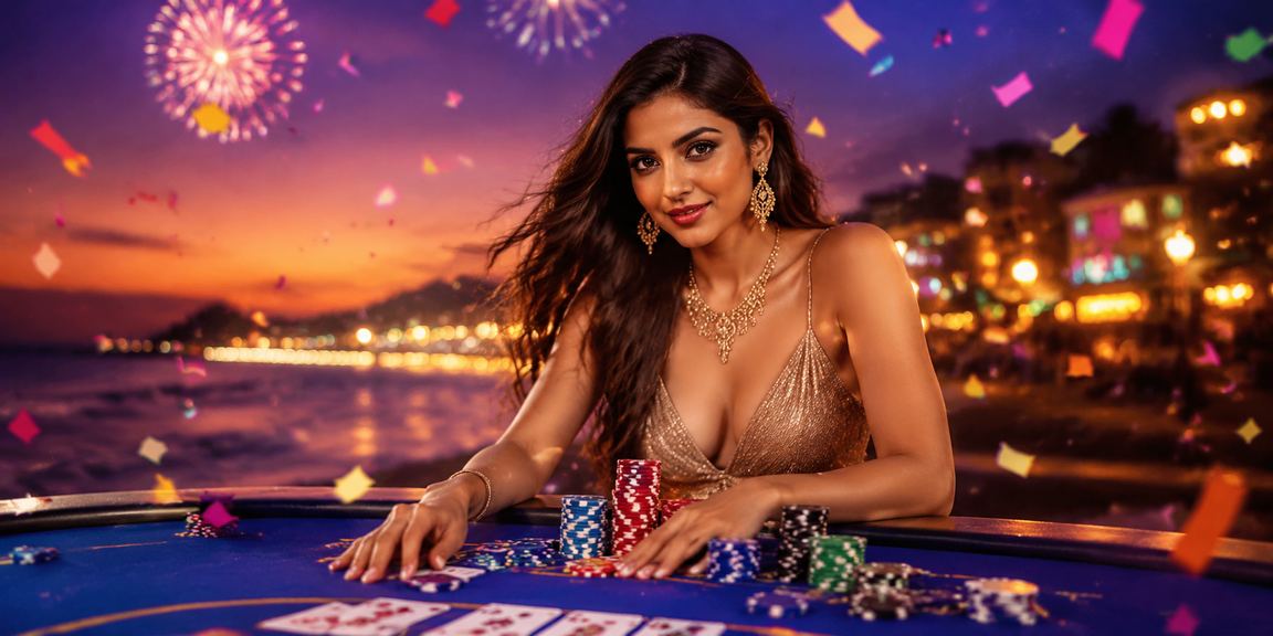 Rummy card game players at an outdoor beach setting in Goa